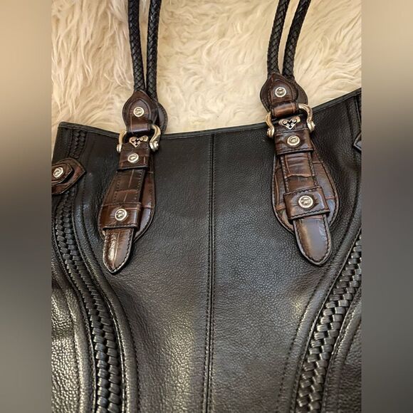 Brighton Handbag Embossed Leather Black & Brown - Picture 2 of 11